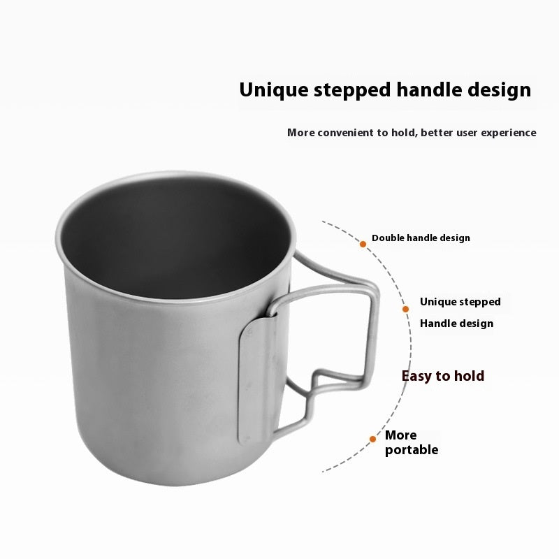 Pure Titanium Metal Lidded Folding Handle Mug