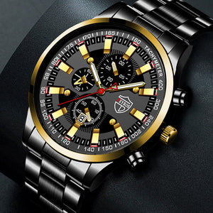 stainless steel luminous quartz wristwatch