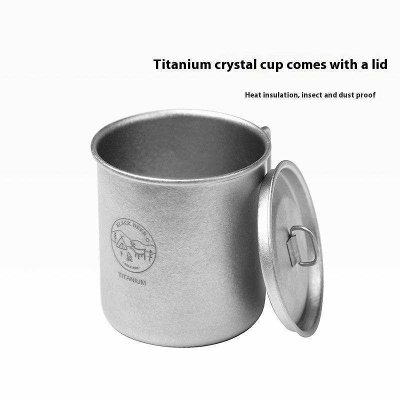 Pure Titanium Metal Lidded Folding Handle Mug