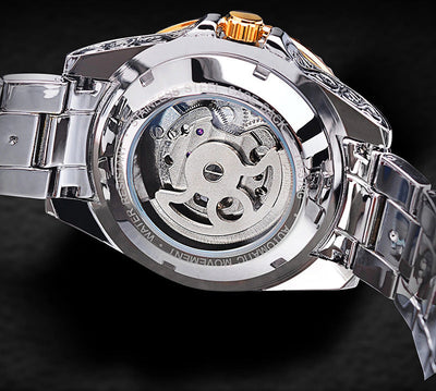 forsining skeleton carved tourbillon mechanical watches luxury men'