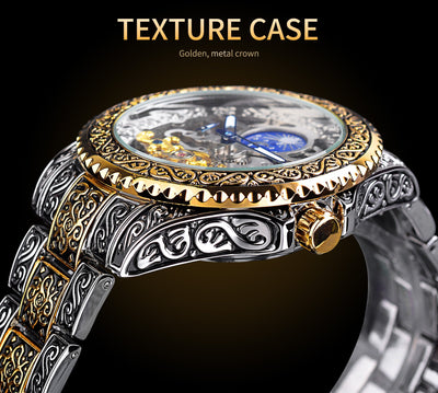 forsining skeleton carved tourbillon mechanical watches luxury men'