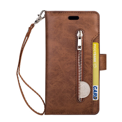 Multi function zipper wallet mobile leather case