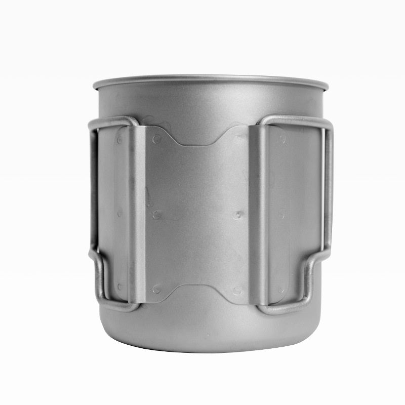 Pure Titanium Metal Lidded Folding Handle Mug