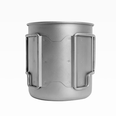 Pure Titanium Metal Lidded Folding Handle Mug