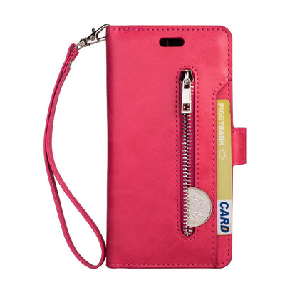 Multi function zipper wallet mobile leather case