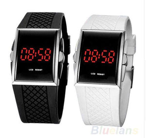 Men Women Casual Unisex White Black LED Digital Sports Wrist Watch Wri