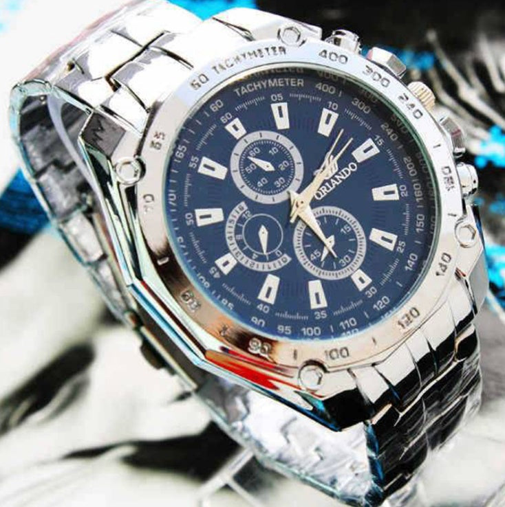 Fashion Silver Stainless Steel Mens Watches Top Brand Luxury Watch Men