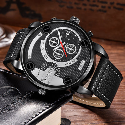 mens big cheap watches fashion leather date gifts wristwatch