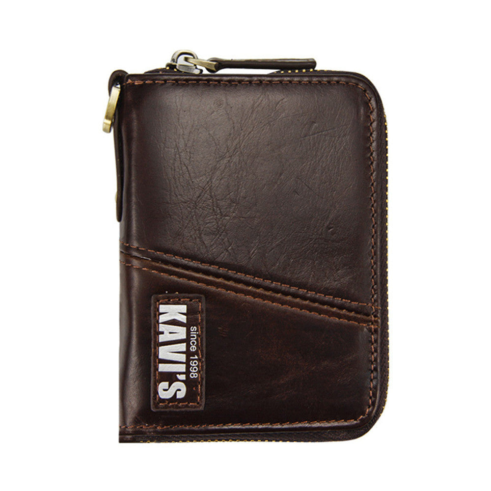 Large-Capacity Anti-Theft Leather Short Zipper Wallet