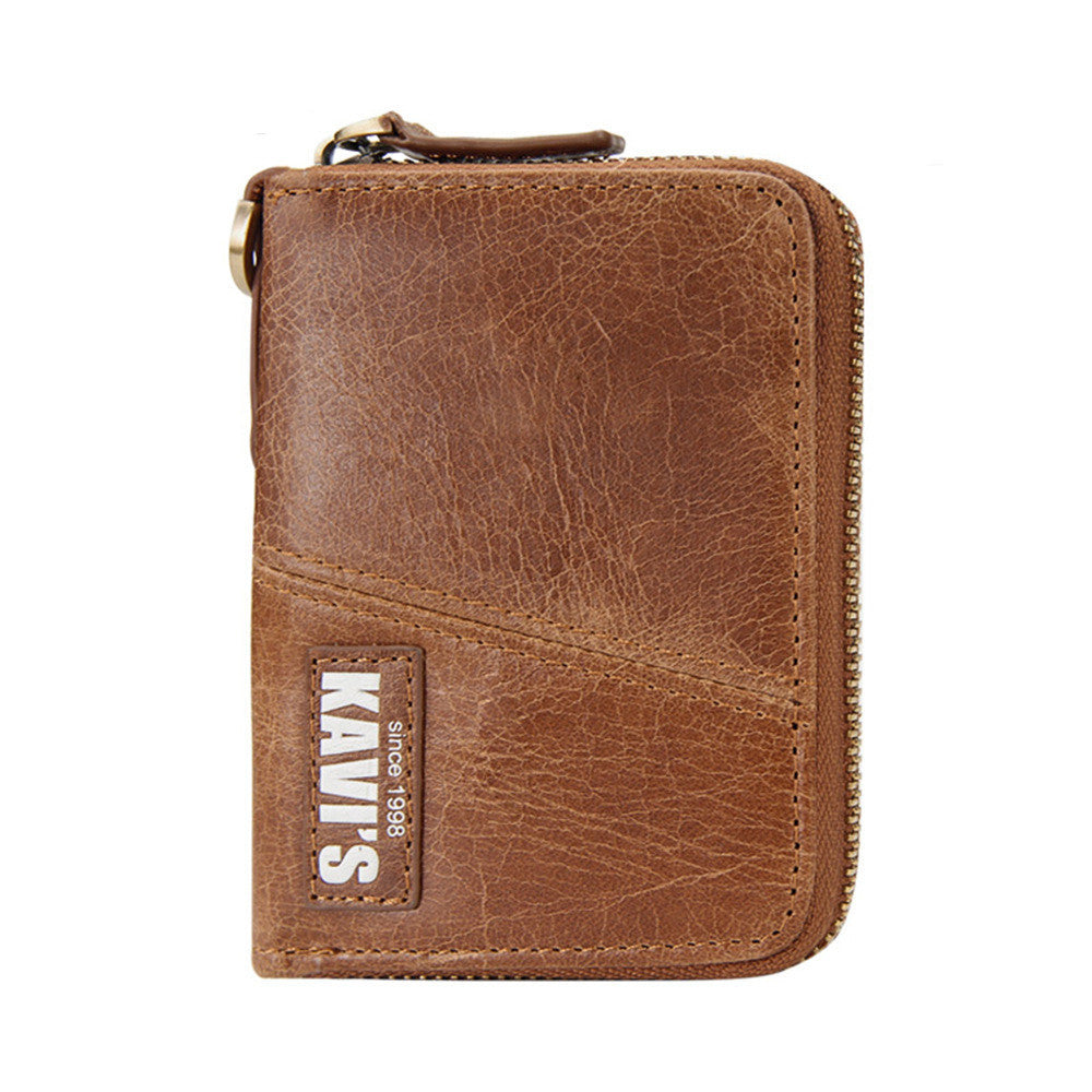 Large-Capacity Anti-Theft Leather Short Zipper Wallet