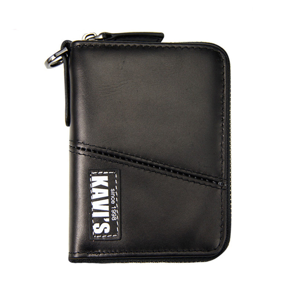 Large-Capacity Anti-Theft Leather Short Zipper Wallet