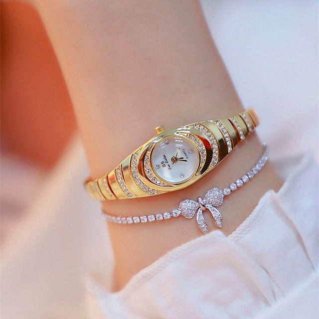 Ladies Gold Watch Diamond Wristwatch Female Fashion Bracelet Watches W