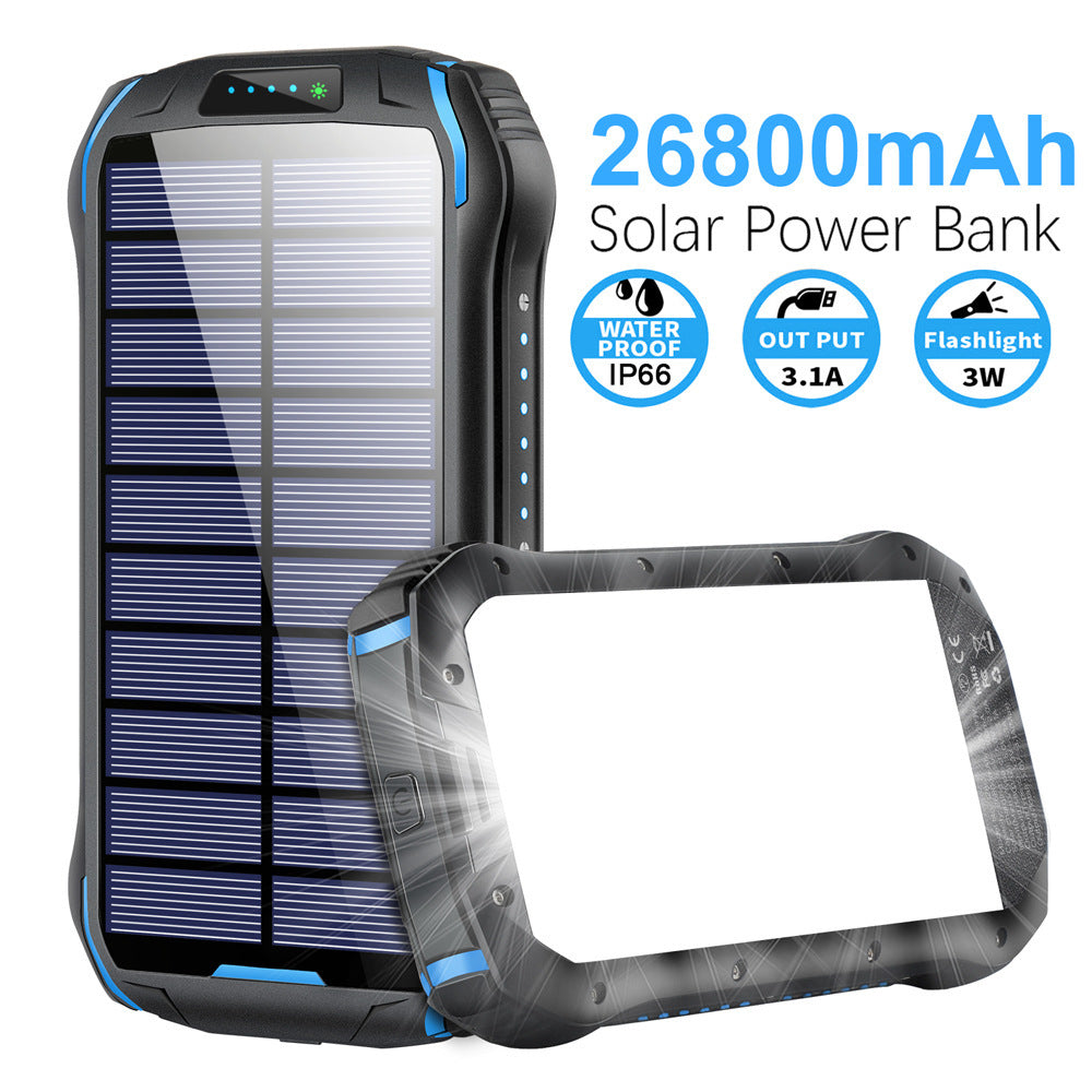 Solar Power Bank 26800Mah Outdoor Emergency Highlight Camping Light Waterproof, Dust-Proof And Fall-Proof Power Bank