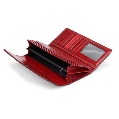 Women's Leather Wallet Long Three-fold Long Wallet