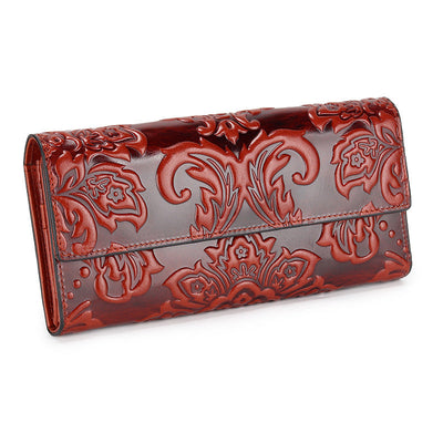 Women's Leather Wallet Long Three-fold Long Wallet