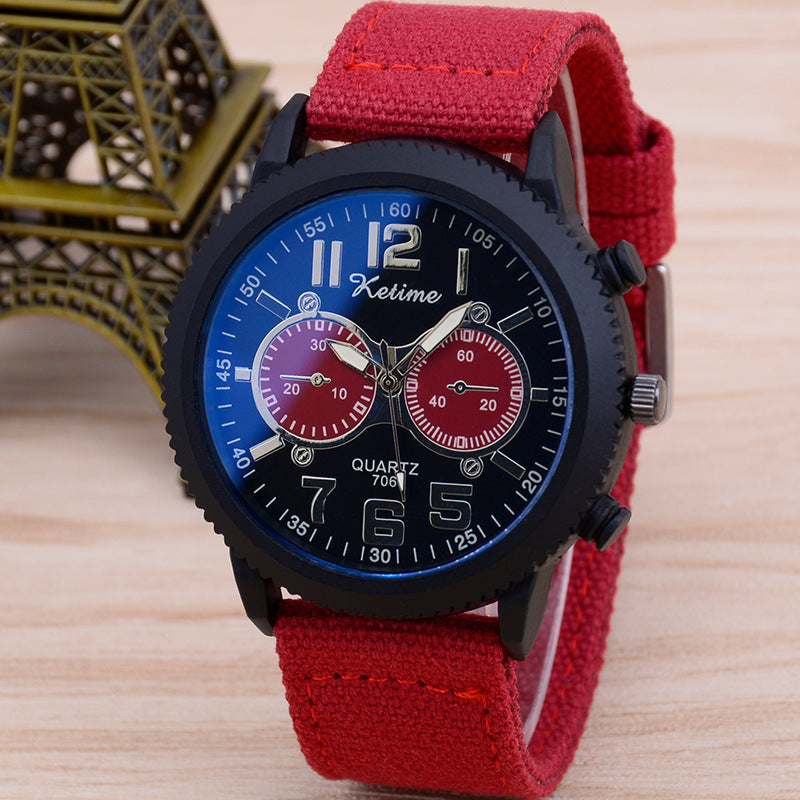 fashion wristwatch cloth band watch male