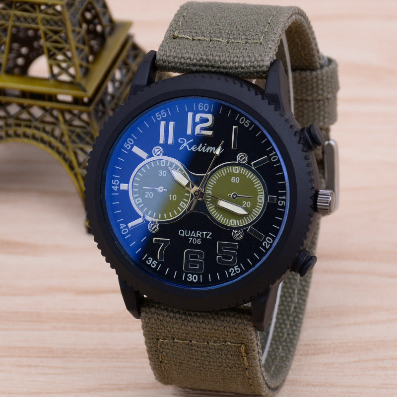 fashion wristwatch cloth band watch male