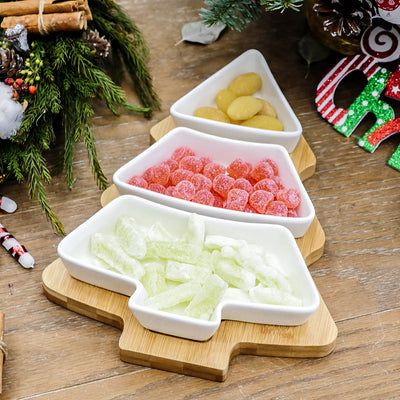 4Pcs Christmas Tree Ceramic Plates