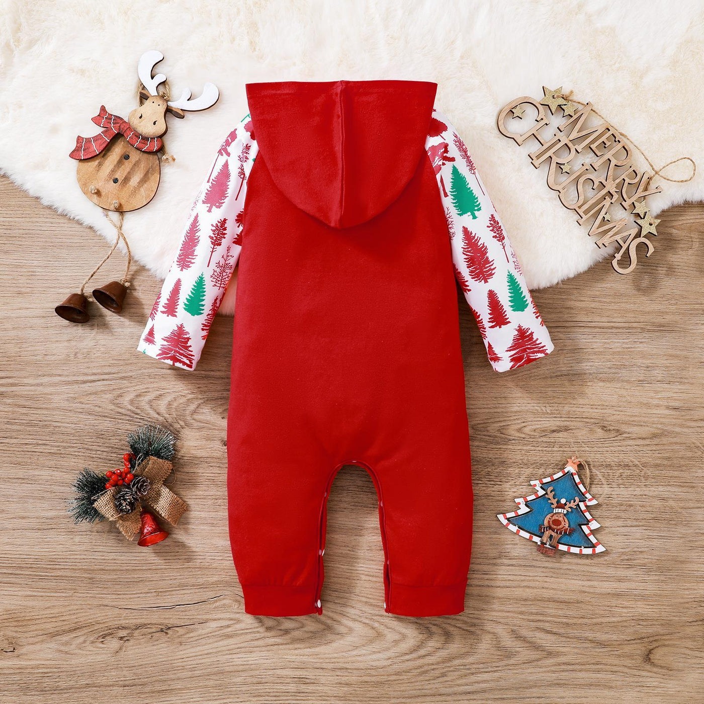 Children's Christmas Long-sleeved Hooded One-piece