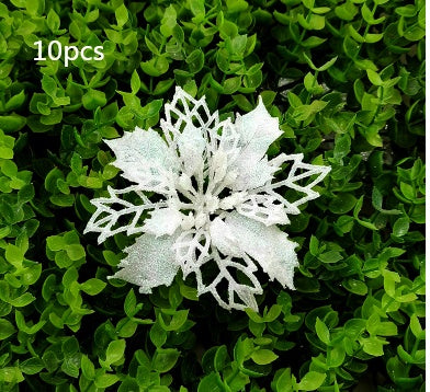 Glitter Artifical Christmas Flowers Christmas Tree Decorations For Home Fake Flowers Xmas Ornaments New Year Decor