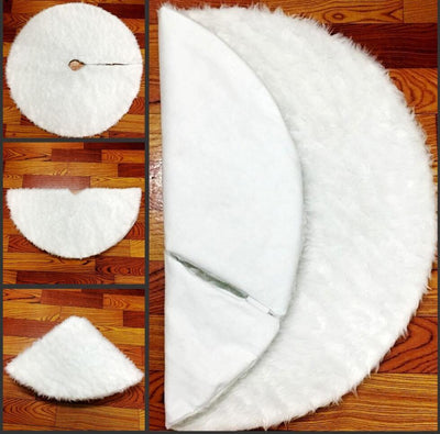 Pure white plush Christmas tree skirt Christmas plush tree skirt 78cm 90cm 122cm Christmas tree decoration tree