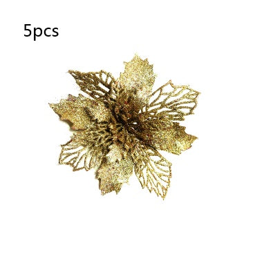 Glitter Artifical Christmas Flowers Christmas Tree Decorations For Home Fake Flowers Xmas Ornaments New Year Decor