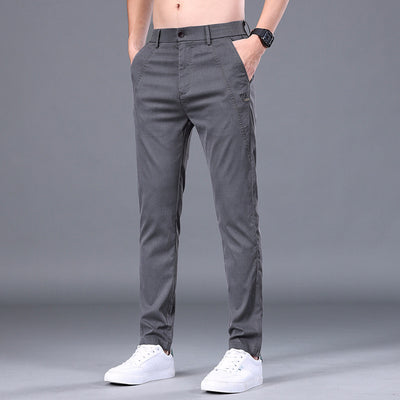 Men's Tencel Straight Trousers Slim Fit Skinny Pants