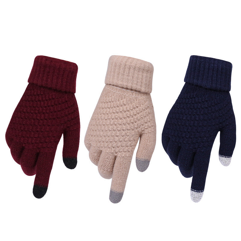 Couple knitted gloves touch screen gloves