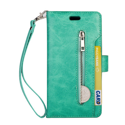 Multi function zipper wallet mobile leather case