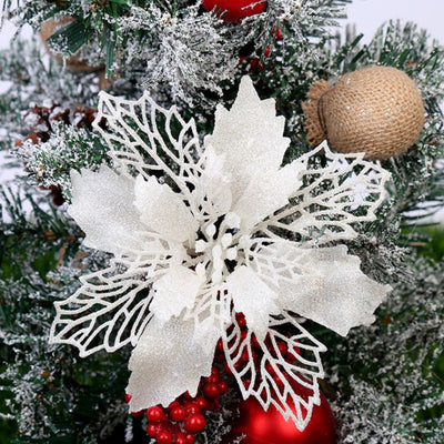 Glitter Artifical Christmas Flowers Christmas Tree Decorations For Home Fake Flowers Xmas Ornaments New Year Decor