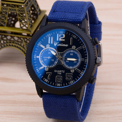 fashion wristwatch cloth band watch male