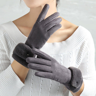 Suede Glove Warm Finger Gloves