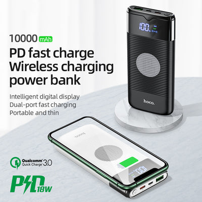 Power Bank 10000mAh Wireless Charger Power Bank PD  QC3.0 18W Fast Charging USB Power Bank External Battery