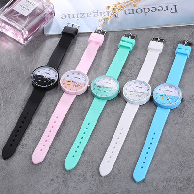 Children Watch For Girls Color Silicone Strap Fashion Quartz Wristwatc