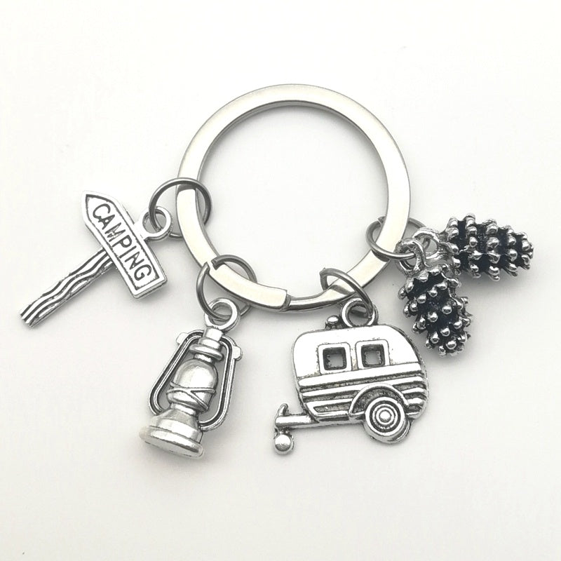 Pinecone Car Camping Self-driving Tour Creative Pendant Keychain