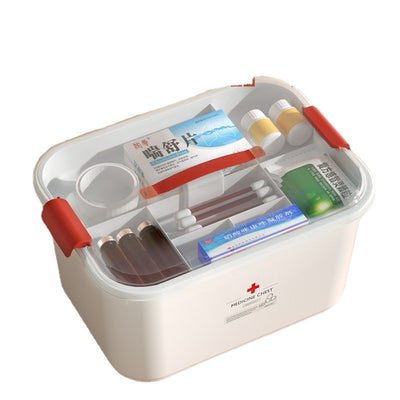 Plastic Portable Double Layer Medicine Case Portable First Aid Medical Case