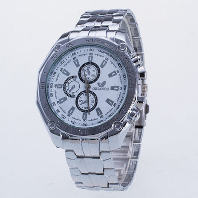 Fashion Silver Stainless Steel Mens Watches Top Brand Luxury Watch Men