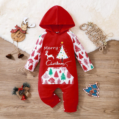 Children's Christmas Long-sleeved Hooded One-piece