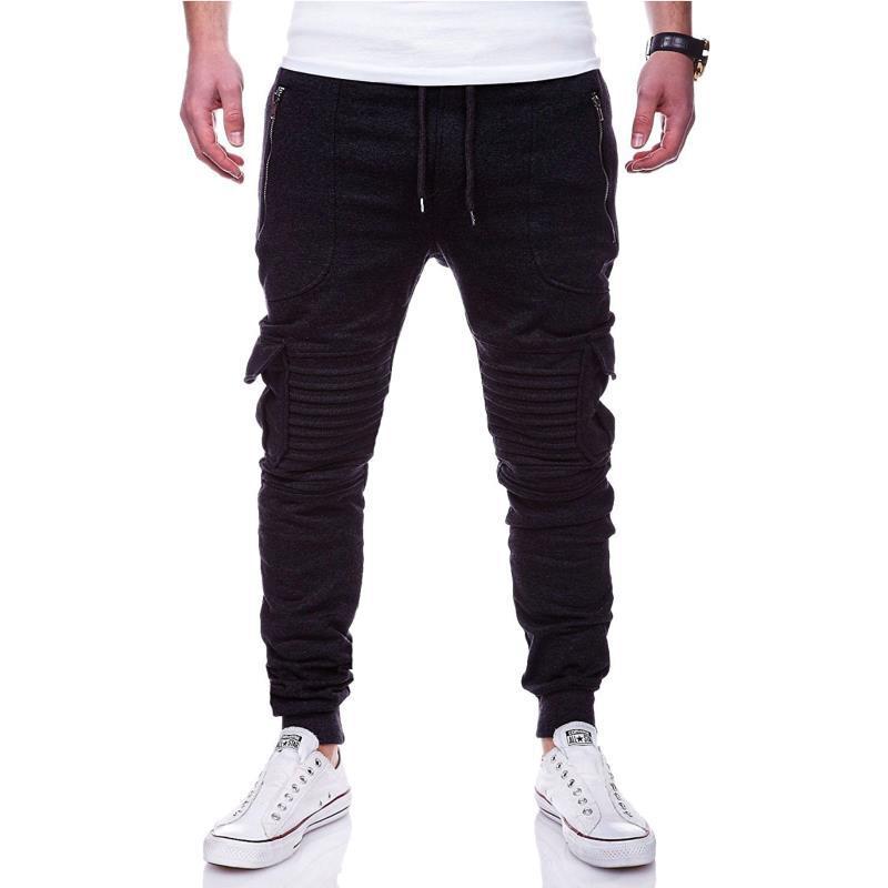 Sports Pants Striped Pleated Casual Men