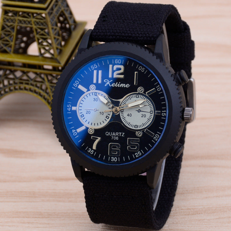 fashion wristwatch cloth band watch male