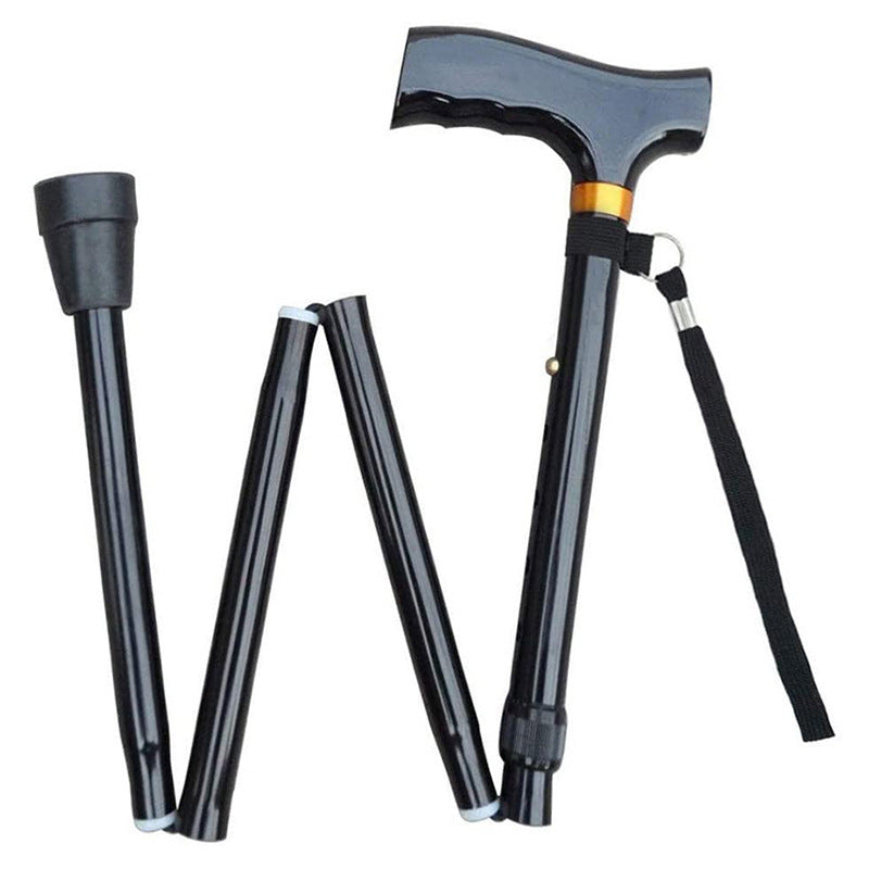 Aluminum Alloy Four Section Wooden Handle Folding Crutches