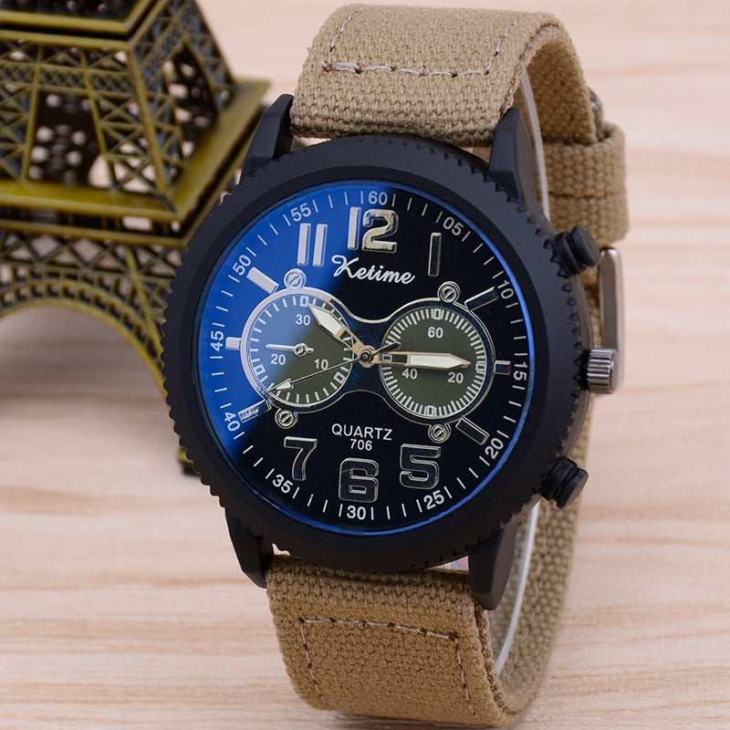 fashion wristwatch cloth band watch male